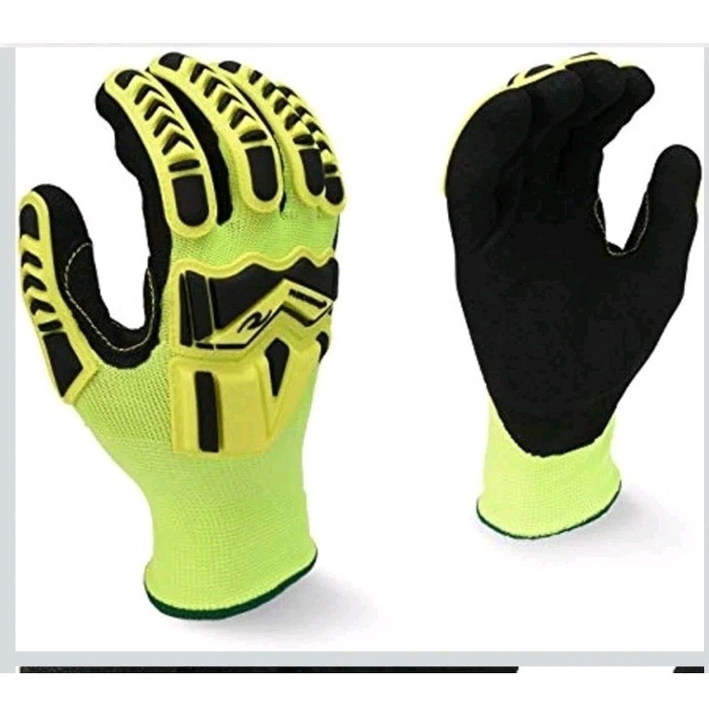 Radians Work Gloves TPR Impact Protection Padded Palm Hi-Vis Yellow Size L